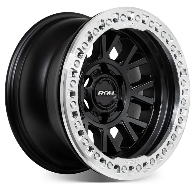 ROH BL01 Beadlock Wheel in Matte Black with Machined Ring, Black Cap & Silver Bolts